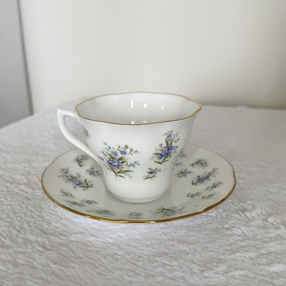 Queen's Rosina China Co Forget-Me-Not Fine Bone China Tea Cup And Saucer